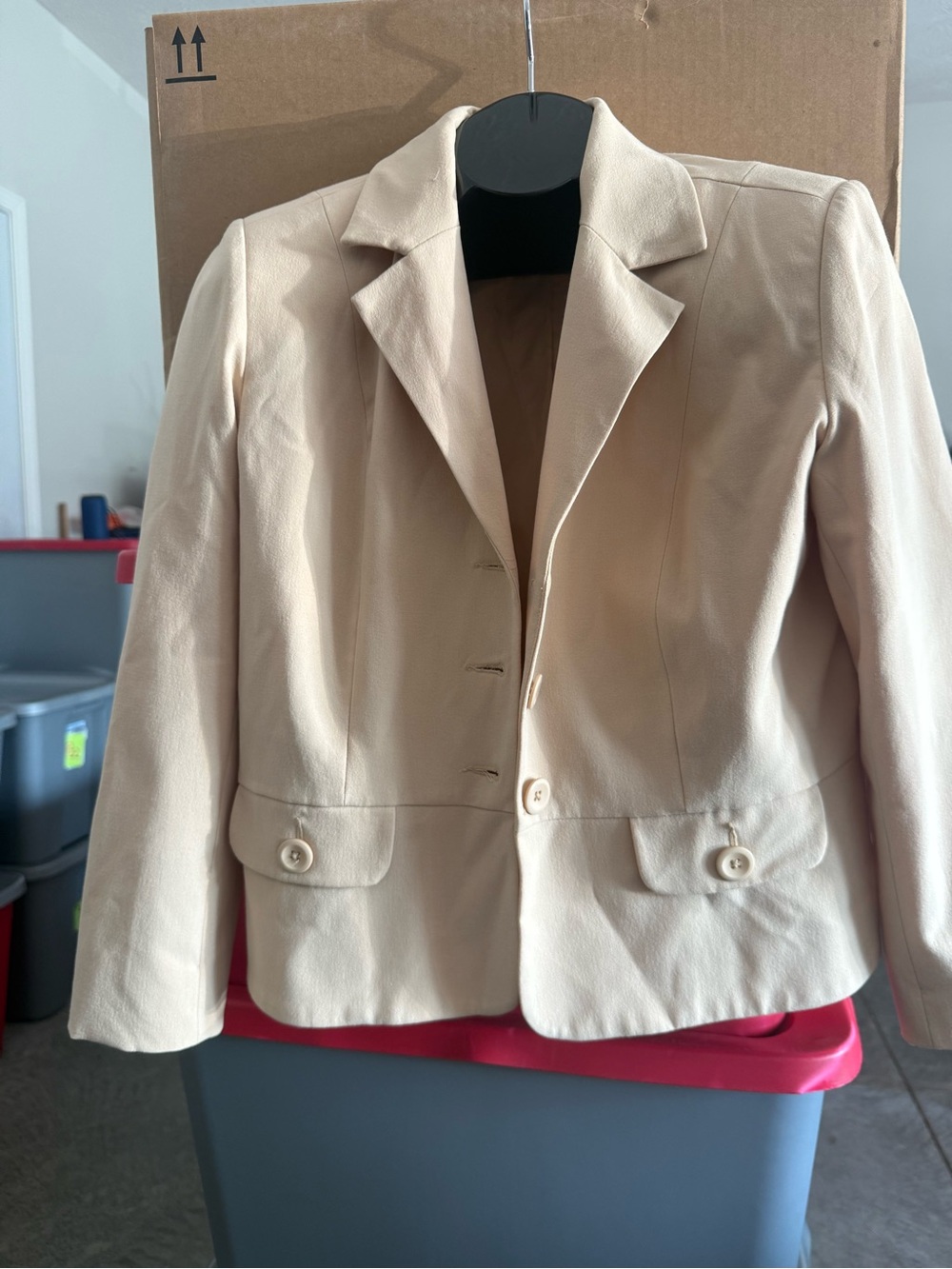 Women's Cream Tailored Button-Front Blazer p56
